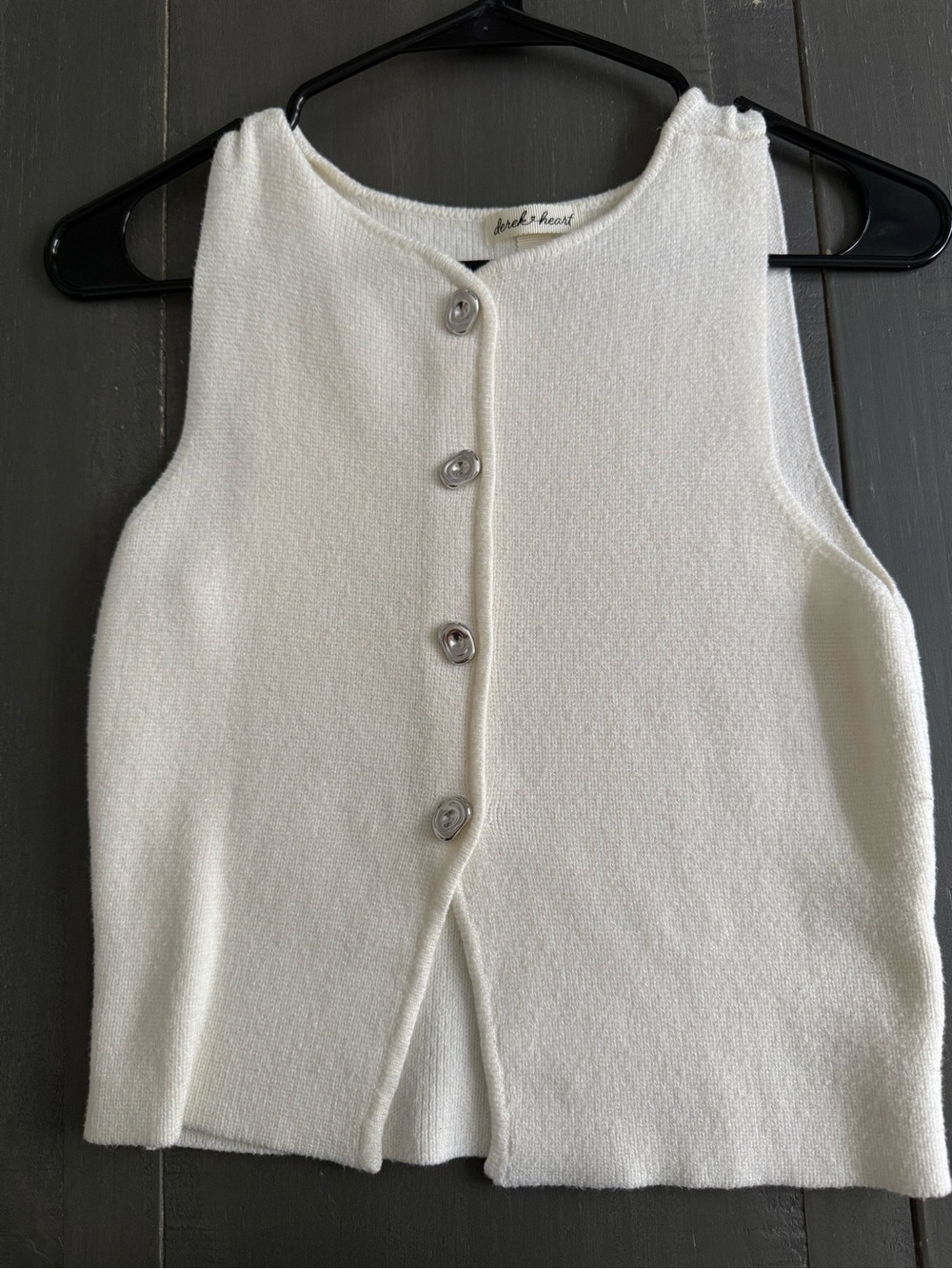 Blackheart Cream Button-Front Knit Tank with Front Slit